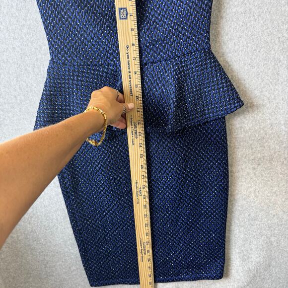Body Central Holiday Party Dress Halter Womens Size S Blue Metallic Peplum - Picture 5 of 10